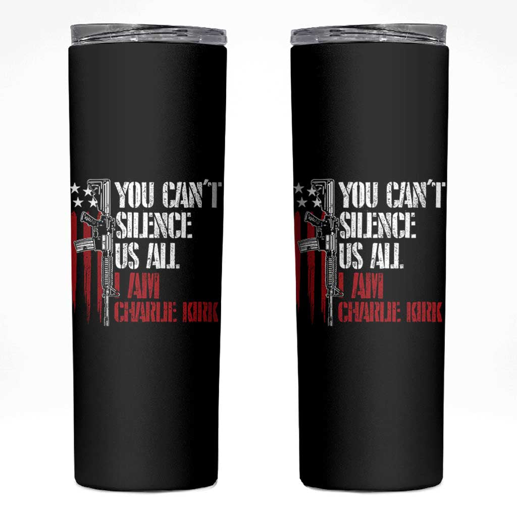Charlie Kirk Skinny Tumbler You Cant Silence Us All USA Flag - Wonder Print Shop