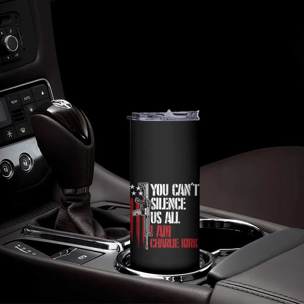 Charlie Kirk Skinny Tumbler You Cant Silence Us All USA Flag - Wonder Print Shop