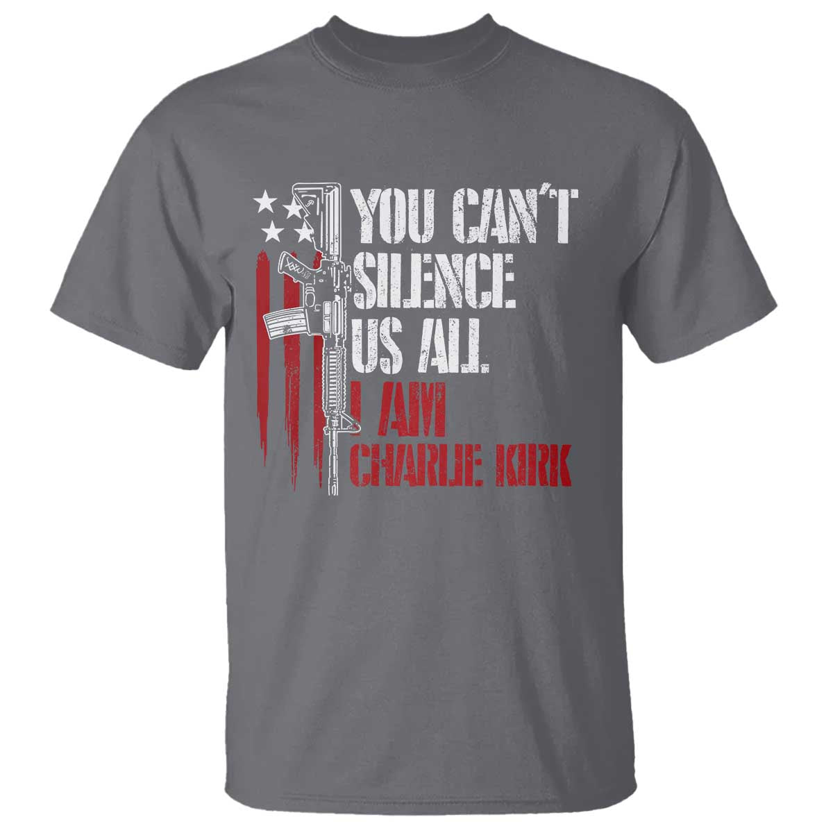 Charlie Kirk T Shirt You Cant Silence Us All USA Flag - Wonder Print Shop