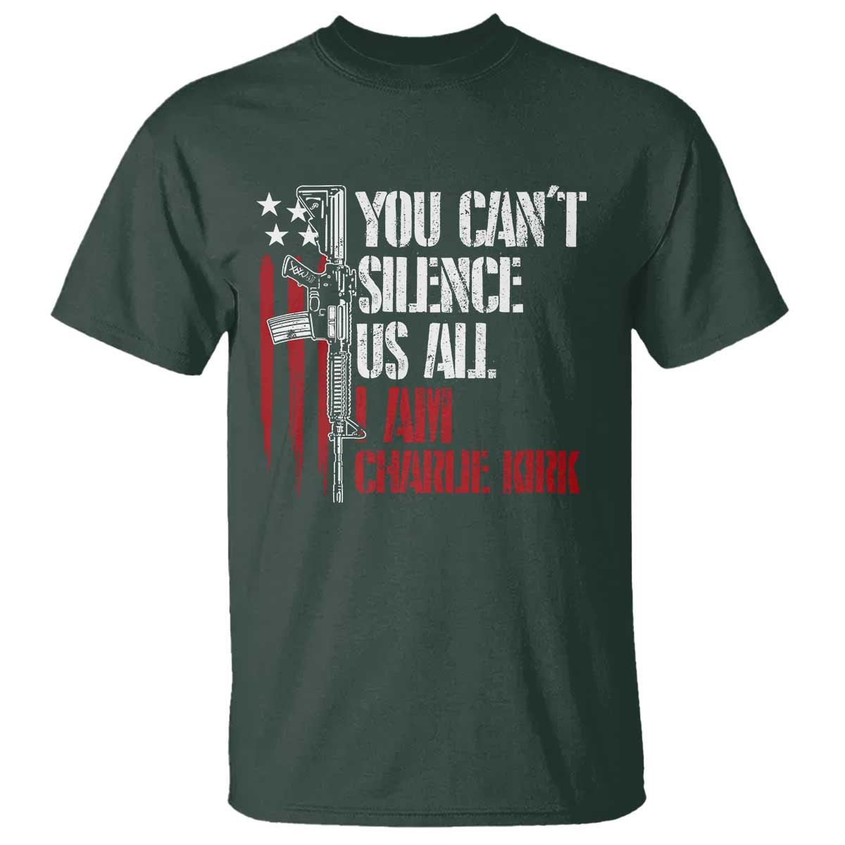 Charlie Kirk T Shirt You Cant Silence Us All USA Flag - Wonder Print Shop