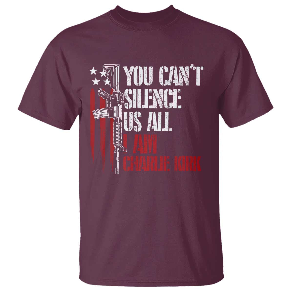 Charlie Kirk T Shirt You Cant Silence Us All USA Flag - Wonder Print Shop