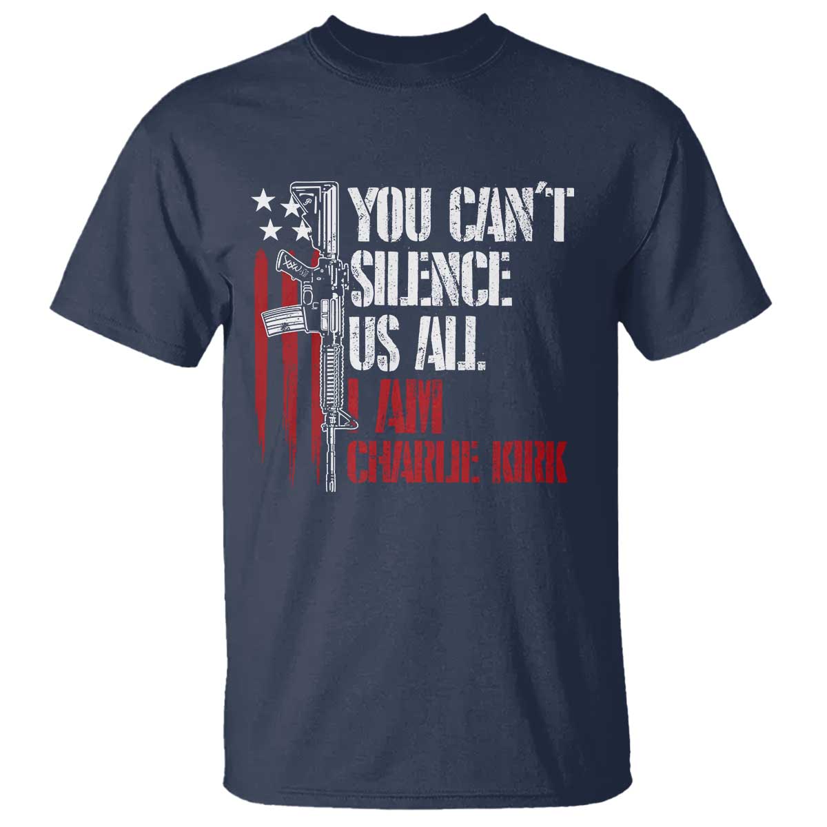 Charlie Kirk T Shirt You Cant Silence Us All USA Flag - Wonder Print Shop