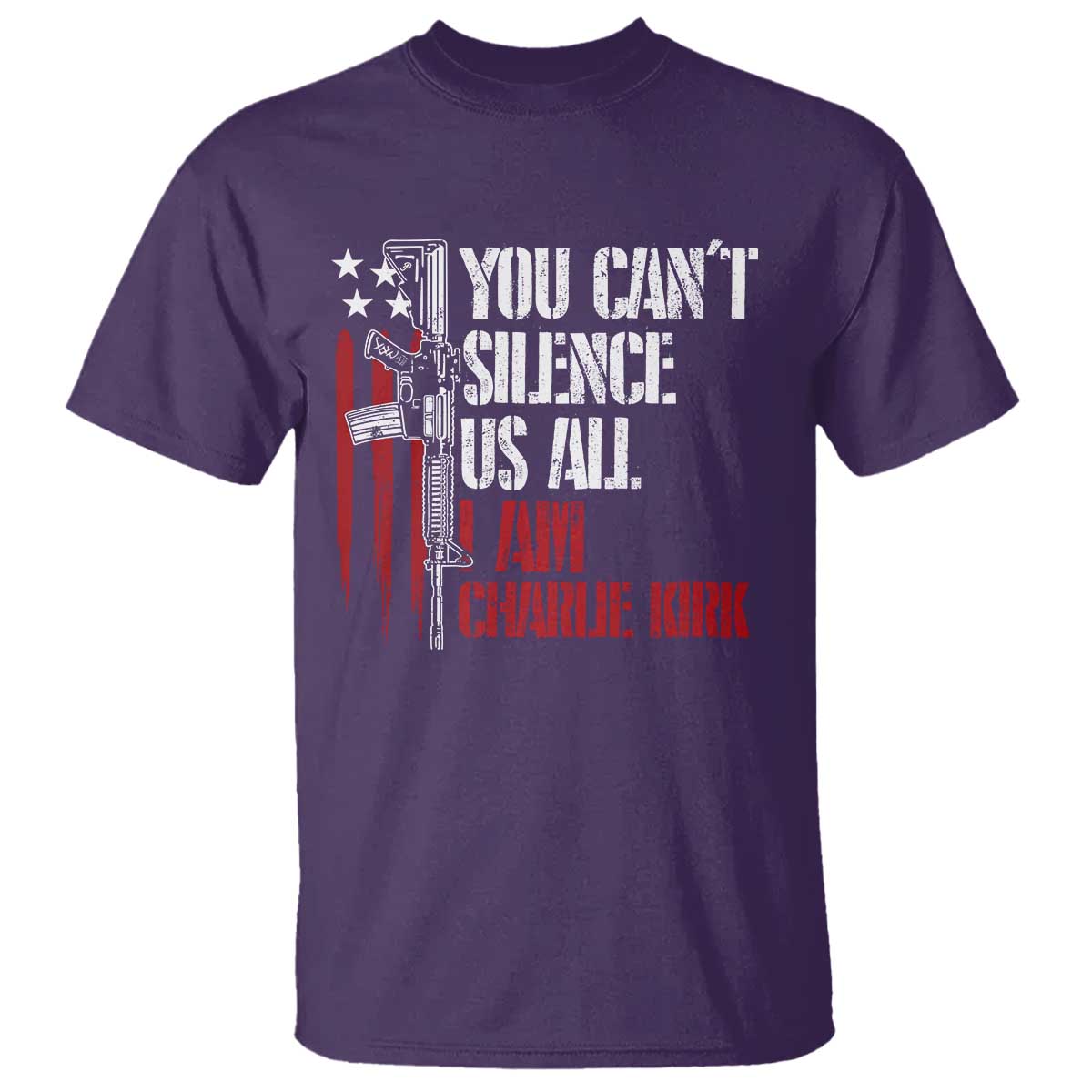 Charlie Kirk T Shirt You Cant Silence Us All USA Flag - Wonder Print Shop