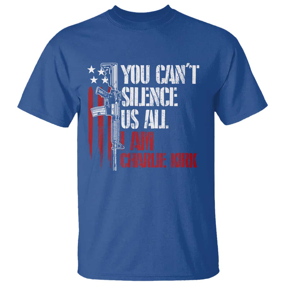 Charlie Kirk T Shirt You Cant Silence Us All USA Flag - Wonder Print Shop