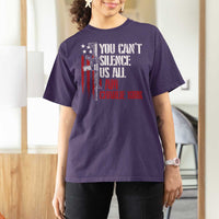 Charlie Kirk T Shirt For Women You Cant Silence Us All USA Flag - Wonder Print Shop