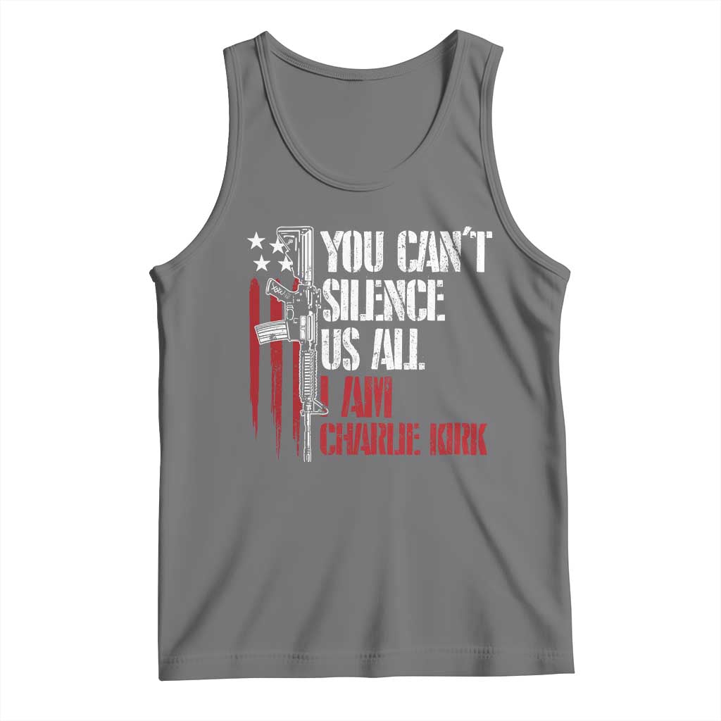 Charlie Kirk Tank Top You Cant Silence Us All USA Flag - Wonder Print Shop