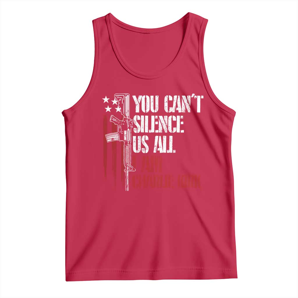 Charlie Kirk Tank Top You Cant Silence Us All USA Flag - Wonder Print Shop