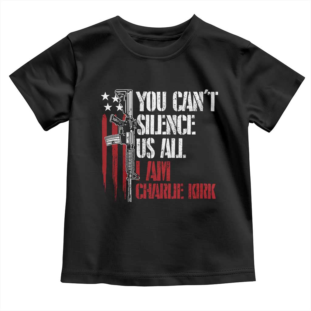 Charlie Kirk Toddler T Shirt You Cant Silence Us All USA Flag - Wonder Print Shop