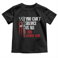 Charlie Kirk Toddler T Shirt You Cant Silence Us All USA Flag - Wonder Print Shop