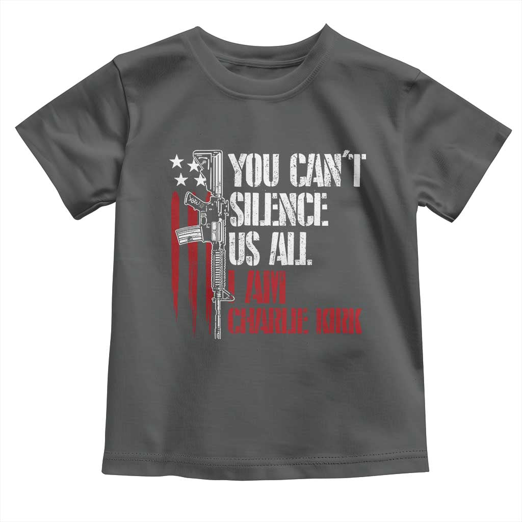 Charlie Kirk Toddler T Shirt You Cant Silence Us All USA Flag - Wonder Print Shop