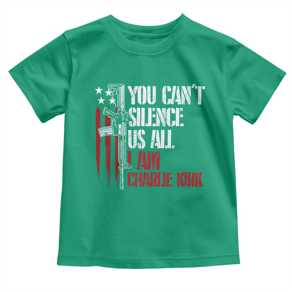 Charlie Kirk Toddler T Shirt You Cant Silence Us All USA Flag - Wonder Print Shop