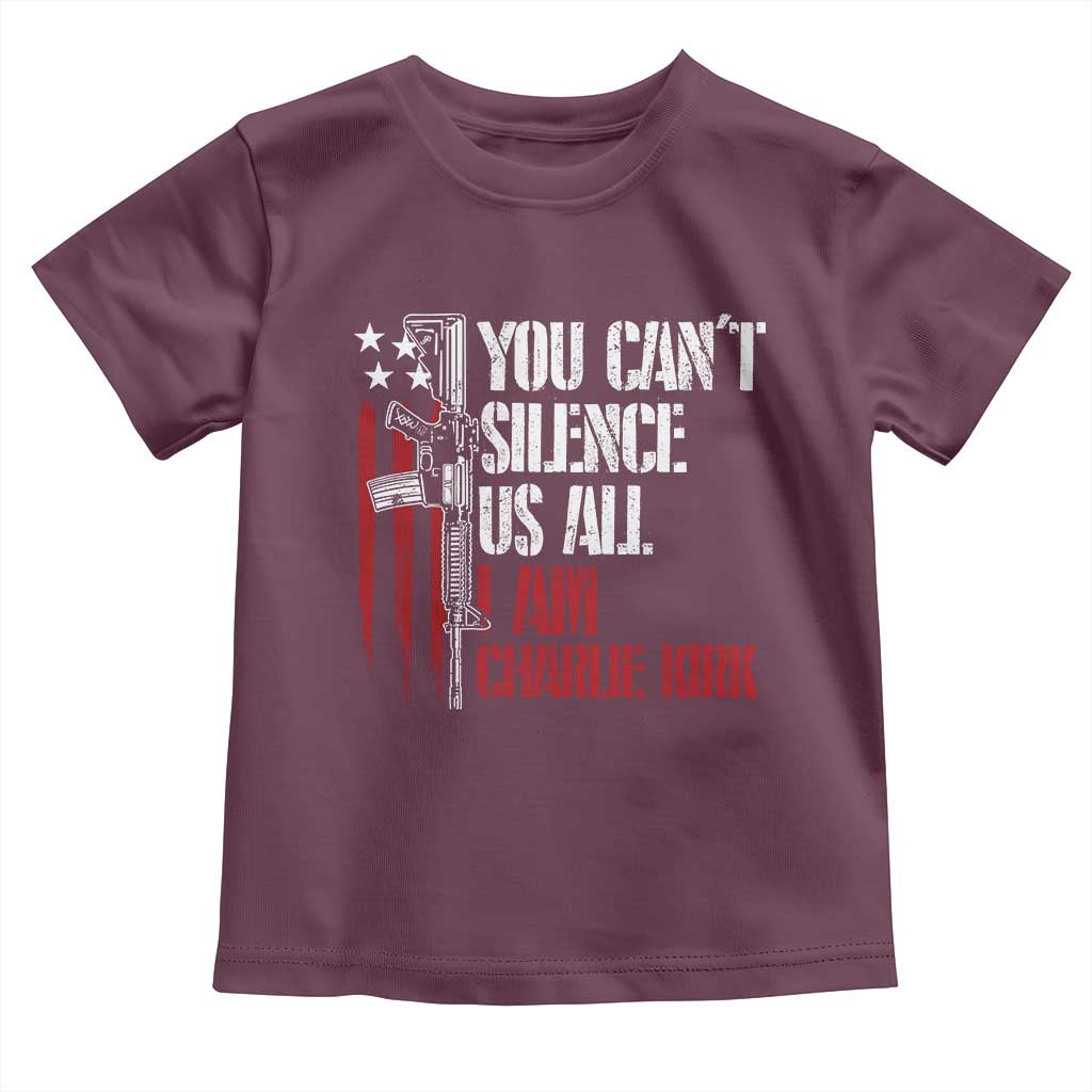 Charlie Kirk Toddler T Shirt You Cant Silence Us All USA Flag - Wonder Print Shop