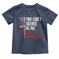 Charlie Kirk Toddler T Shirt You Cant Silence Us All USA Flag - Wonder Print Shop