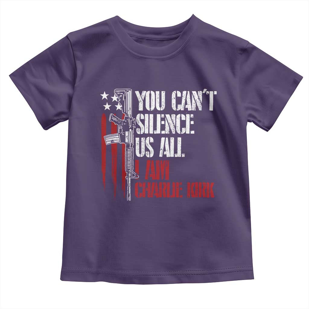 Charlie Kirk Toddler T Shirt You Cant Silence Us All USA Flag - Wonder Print Shop