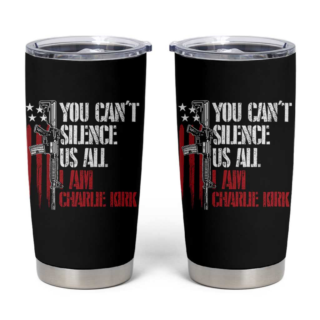 Charlie Kirk Tumbler Cup You Cant Silence Us All USA Flag - Wonder Print Shop