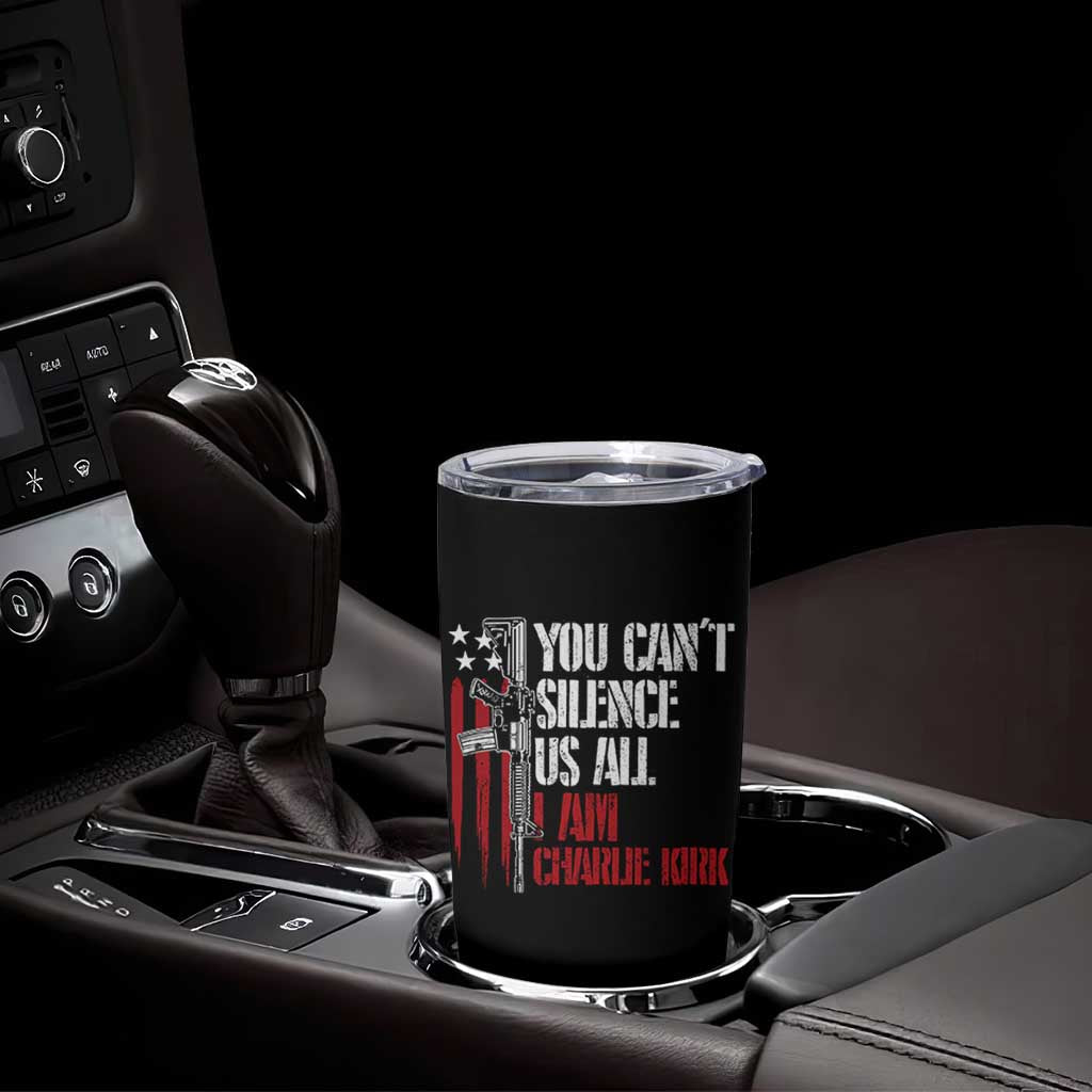 Charlie Kirk Tumbler Cup You Cant Silence Us All USA Flag - Wonder Print Shop
