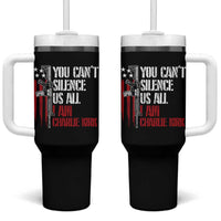 Charlie Kirk Tumbler With Handle You Cant Silence Us All USA Flag - Wonder Print Shop