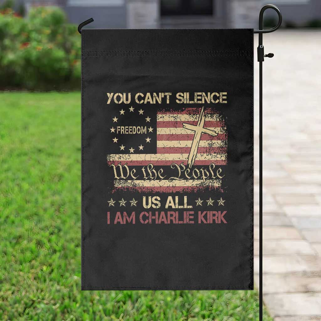 Charlie Kirk Garden Flag You Cant Silence Us All Retro American Flag Cross - Wonder Print Shop