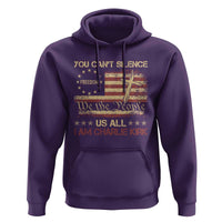 Charlie Kirk Hoodie You Cant Silence Us All Retro American Flag Cross - Wonder Print Shop