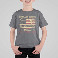 Charlie Kirk T Shirt For Kid You Cant Silence Us All Retro American Flag Cross - Wonder Print Shop