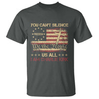 Charlie Kirk T Shirt You Cant Silence Us All Retro American Flag Cross - Wonder Print Shop