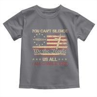Charlie Kirk Toddler T Shirt You Cant Silence Us All Retro American Flag Cross - Wonder Print Shop