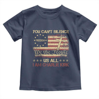 Charlie Kirk Toddler T Shirt You Cant Silence Us All Retro American Flag Cross - Wonder Print Shop