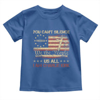 Charlie Kirk Toddler T Shirt You Cant Silence Us All Retro American Flag Cross - Wonder Print Shop