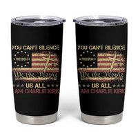 Charlie Kirk Tumbler Cup You Cant Silence Us All Retro American Flag Cross - Wonder Print Shop