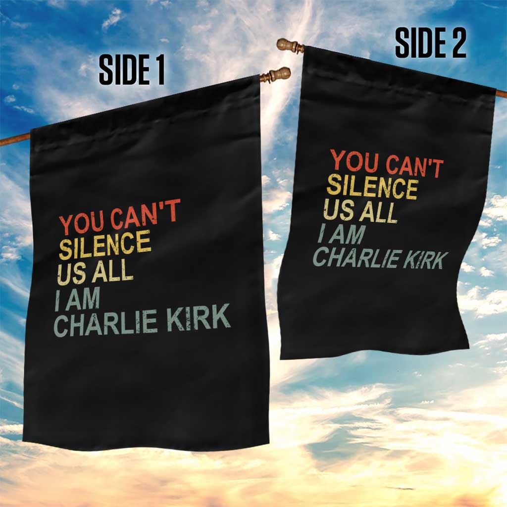 Charlie Kirk Garden Flag Retro You Cant Silence Us All - Wonder Print Shop
