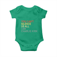 Charlie Kirk Baby Onesie Retro You Cant Silence Us All - Wonder Print Shop