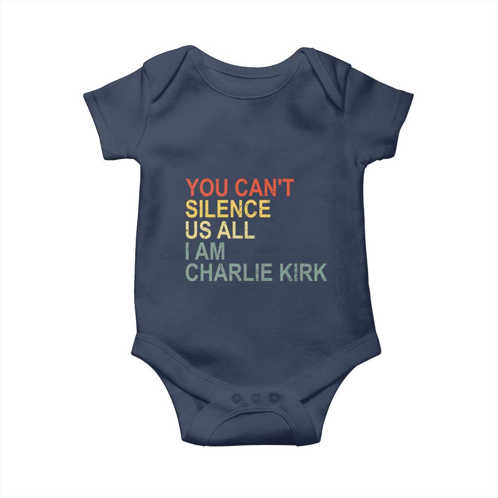 Charlie Kirk Baby Onesie Retro You Cant Silence Us All - Wonder Print Shop