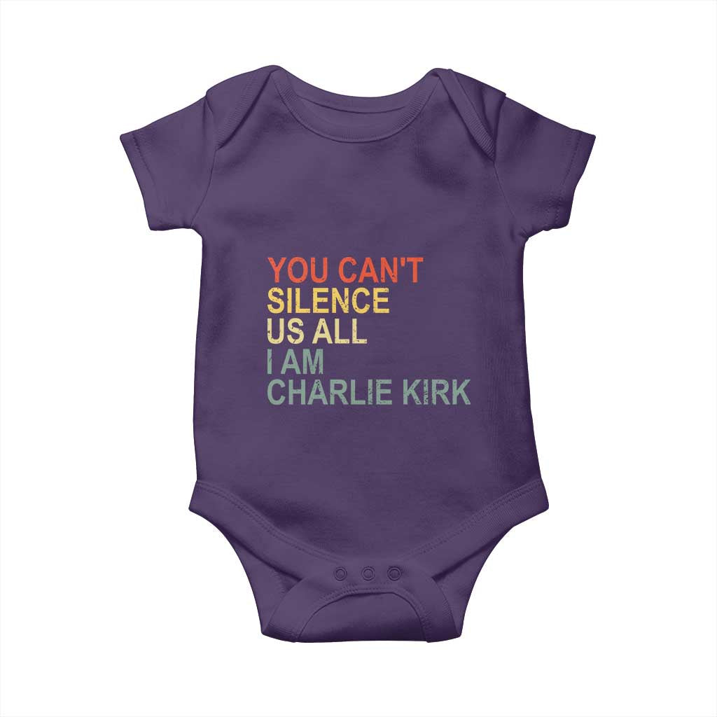 Charlie Kirk Baby Onesie Retro You Cant Silence Us All - Wonder Print Shop