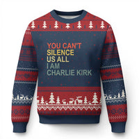 Charlie Kirk Ugly Christmas Sweater Retro You Cant Silence Us All - Wonder Print Shop