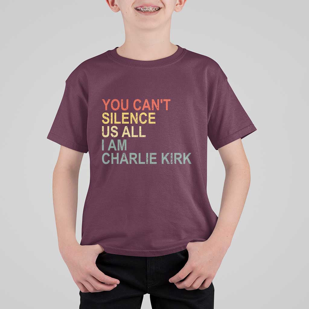 Charlie Kirk T Shirt For Kid Retro You Cant Silence Us All - Wonder Print Shop
