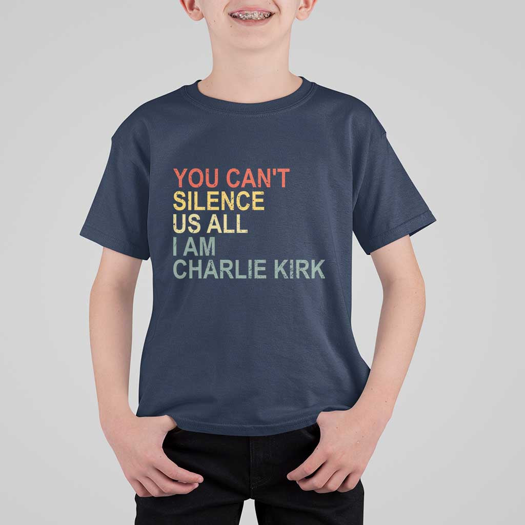 Charlie Kirk T Shirt For Kid Retro You Cant Silence Us All - Wonder Print Shop