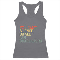 Charlie Kirk Racerback Tank Top Retro You Cant Silence Us All - Wonder Print Shop