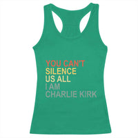 Charlie Kirk Racerback Tank Top Retro You Cant Silence Us All - Wonder Print Shop