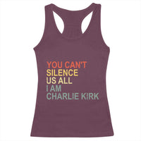 Charlie Kirk Racerback Tank Top Retro You Cant Silence Us All - Wonder Print Shop