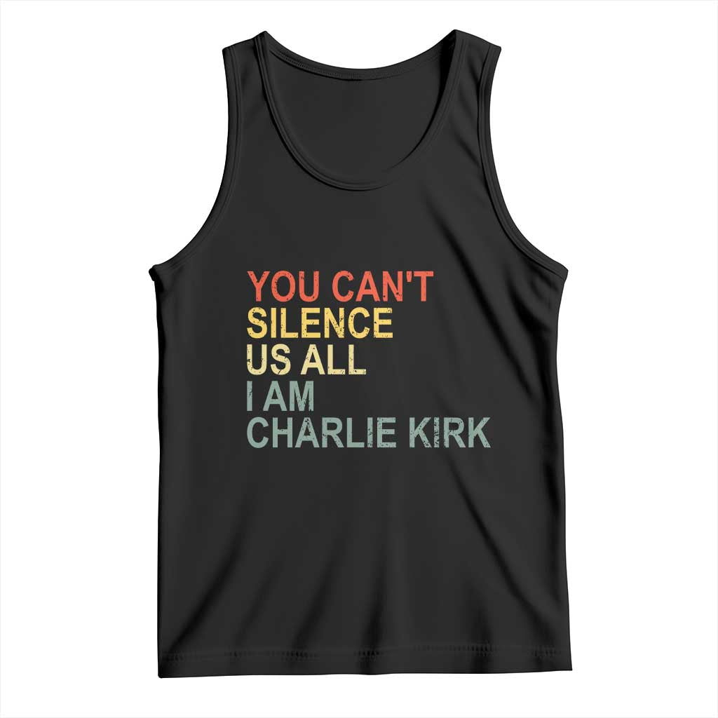 Charlie Kirk Tank Top Retro You Cant Silence Us All - Wonder Print Shop