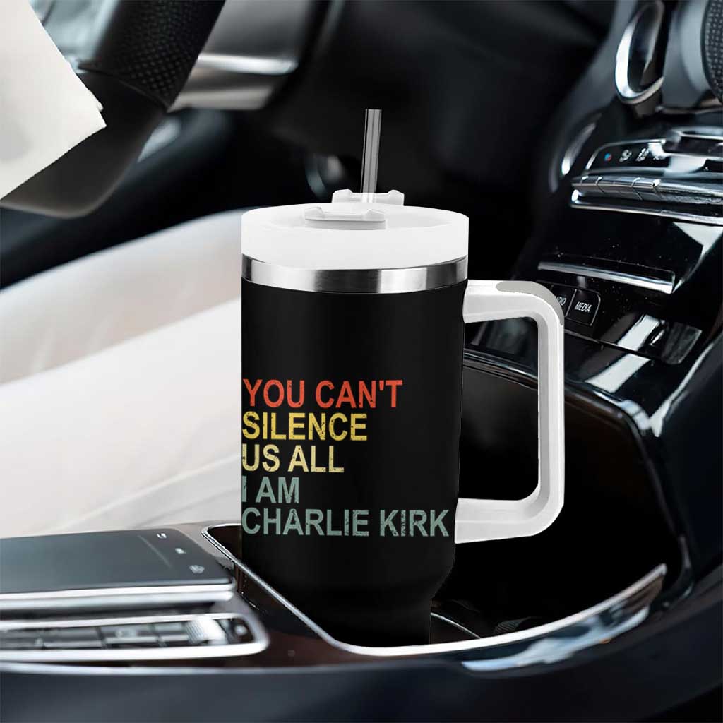 Charlie Kirk Tumbler With Handle Retro You Cant Silence Us All - Wonder Print Shop