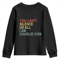 Charlie Kirk Youth Sweatshirt Retro You Cant Silence Us All - Wonder Print Shop