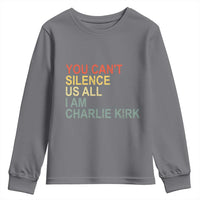 Charlie Kirk Youth Sweatshirt Retro You Cant Silence Us All - Wonder Print Shop