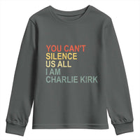 Charlie Kirk Youth Sweatshirt Retro You Cant Silence Us All - Wonder Print Shop