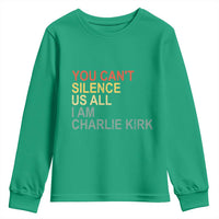 Charlie Kirk Youth Sweatshirt Retro You Cant Silence Us All - Wonder Print Shop