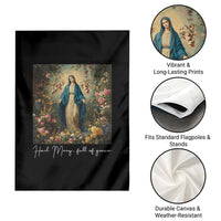 Marian Catholic Garden Flag Hail Mary Full Of Grace Blessed Virgin Mary Floral - Wonder Print Shop