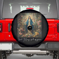 Marian Catholic Spare Tire Cover Hail Mary Full Of Grace Blessed Virgin Mary Floral - Wonder Print Shop