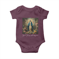 Marian Catholic Baby Onesie Hail Mary Full Of Grace Blessed Virgin Mary Floral - Wonder Print Shop