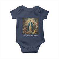 Marian Catholic Baby Onesie Hail Mary Full Of Grace Blessed Virgin Mary Floral - Wonder Print Shop