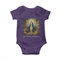 Marian Catholic Baby Onesie Hail Mary Full Of Grace Blessed Virgin Mary Floral - Wonder Print Shop